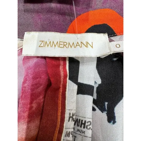 Zimmermann Pink Poster Print Wavelength Mini Dress - Sz 0 - Picture 6 of 6